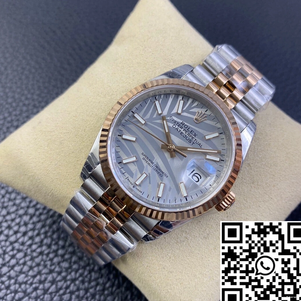 Pattern Rolex Factory EW Datejust Silver M126231-0031 Palm Dial Leaf 0112